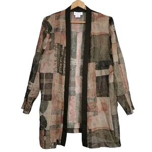 Vintage Y2K Cardigan Sheer Color Block Formal Pride & Joy Size 18W Brown Black